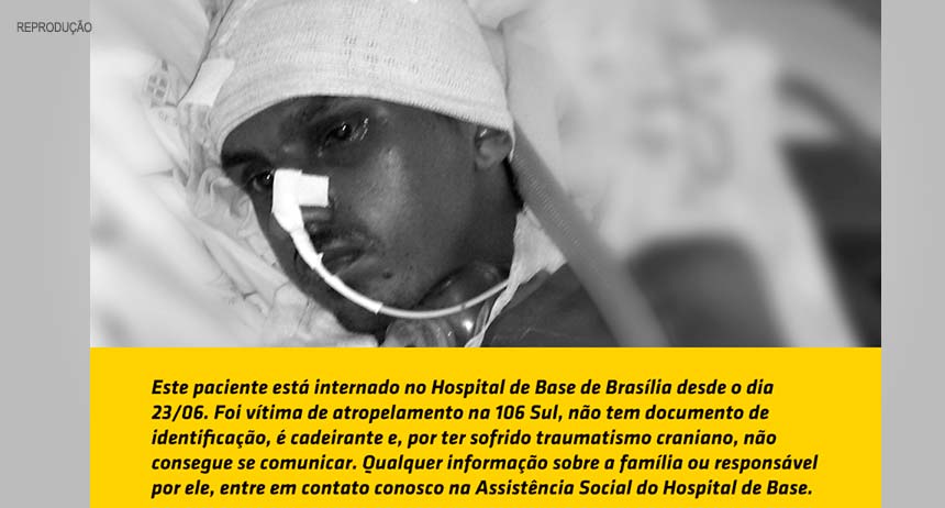 HBDF procura familiares de paciente internado