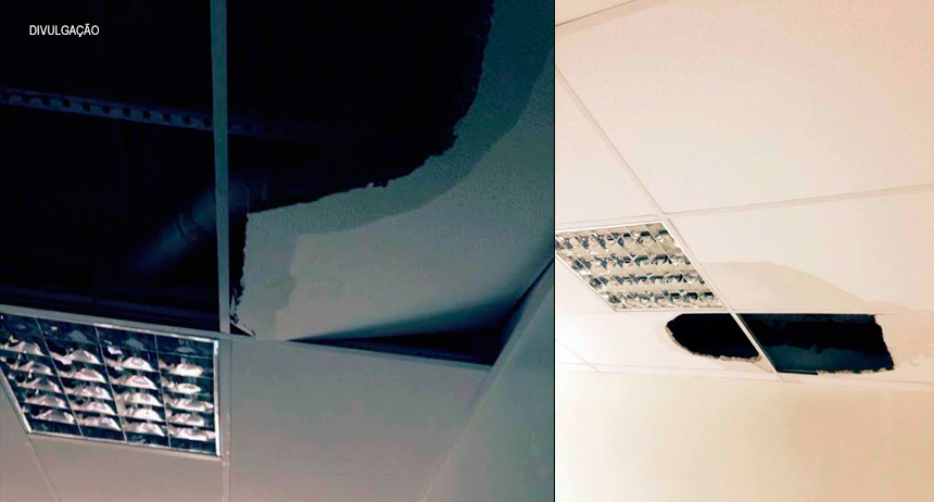 Forro desaba sobre local de trabalho de servidores da 5ª Departamento de Polícia do DF