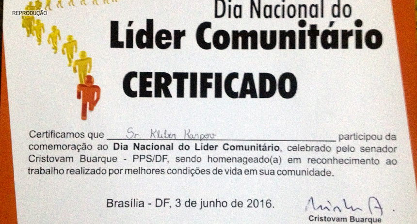 Editor de Política Distrital é um dos homenageados no Dia Nacional do Líder Comunitário no Senado Federal