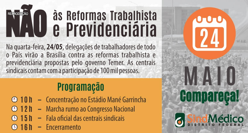 SindMédico-DF convida para Mobilização contra corte de direitos do trabalhador