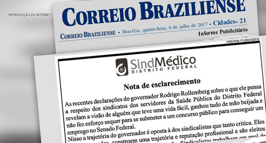 Presidente do SindMédico-DF responde provocação de Rollemberg