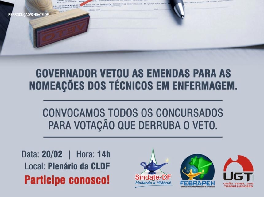 Sindicatos se mobilizam na CLDF, na terça (20), para derrubar veto de Rollemberg sobre nomeações na Saúde