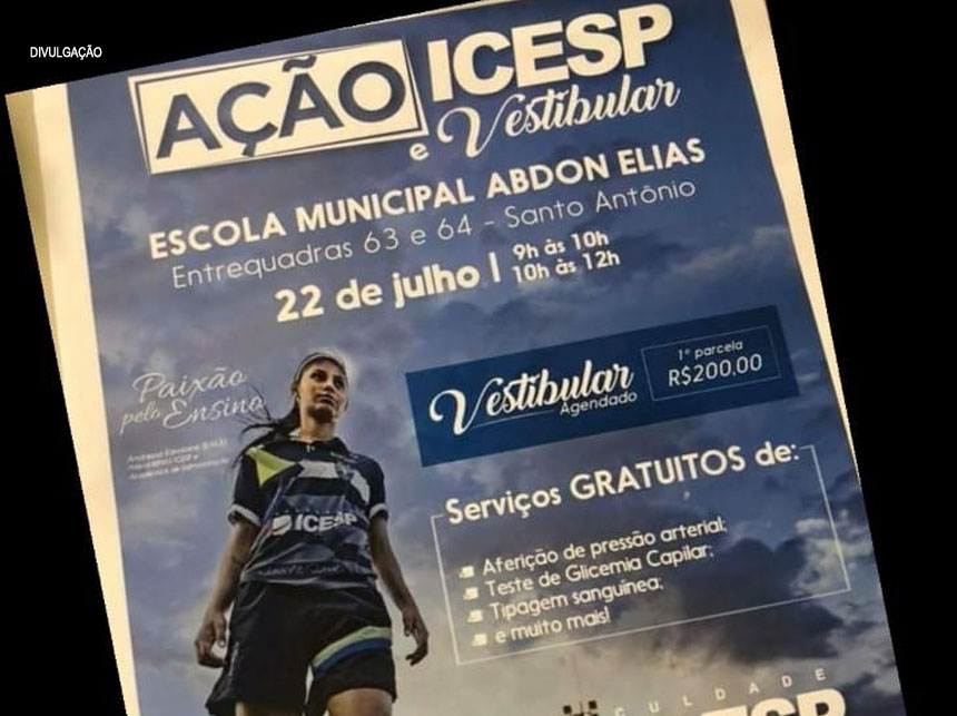 Vestibular do Icesp leva, no domingo (22), ação social à população de Santo Antônio do Descoberto