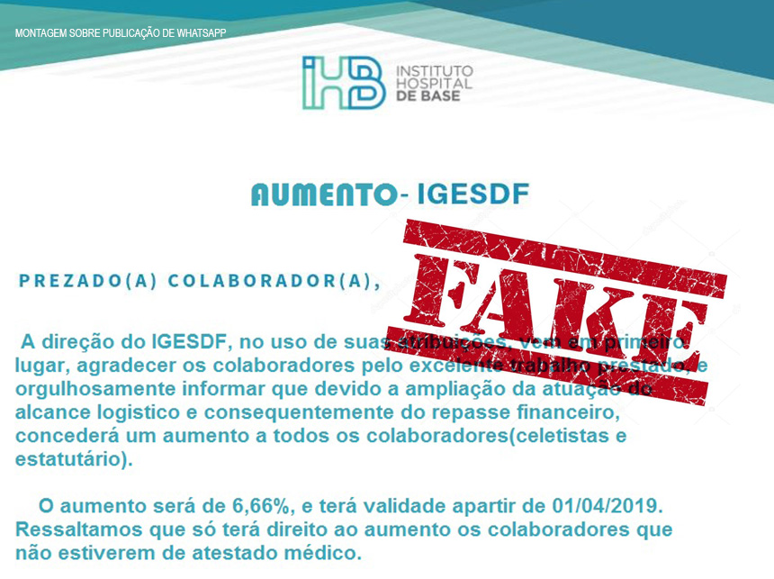Divulgação de ‘aumento’ para profissionais de saúde do IGESDF é falsa, afirma SES-DF