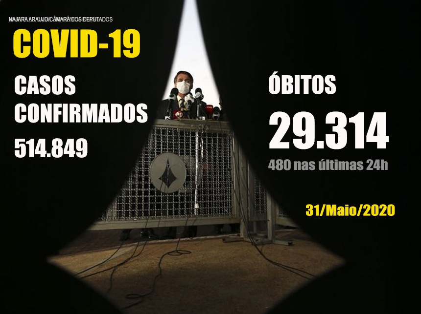 Brasil chega a 514.849 casos confirmados com 29.314 óbitos acumulados