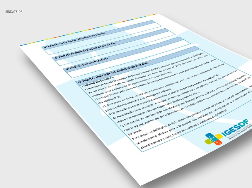 Após reunião com Sindate, IGESDF emite informativo que autoriza afastamento de servidores da SES
