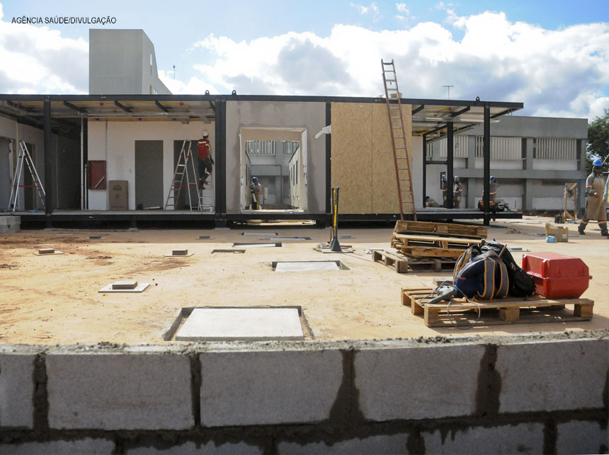 Hospital modular acoplado ao HRC já tem 60% da estrutura concluída