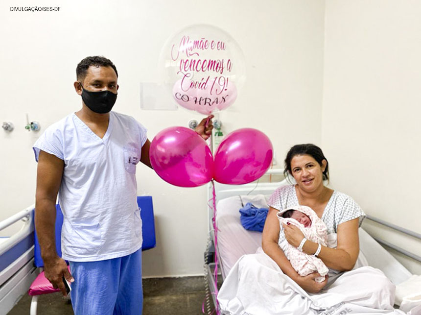 Paciente vence a Covid-19 e comemora nascimento da filha no Hran