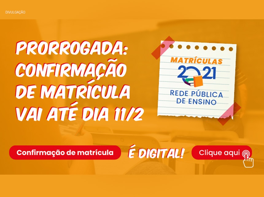 Confirmação de matrícula escolar vai até quinta-feira (11)