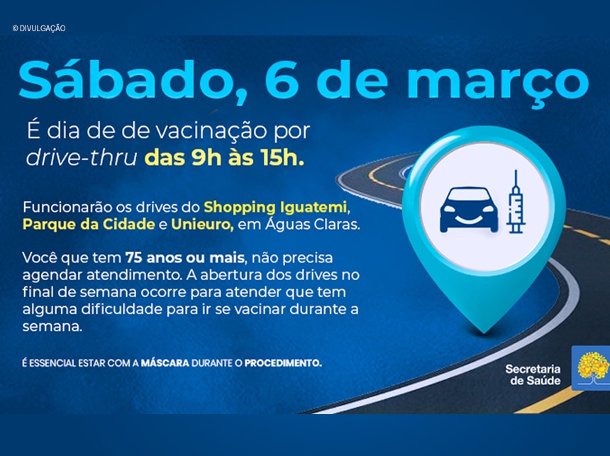 Drive-thrus realizam, no sábado (6), vacinação de idosos acima de 75 anos
