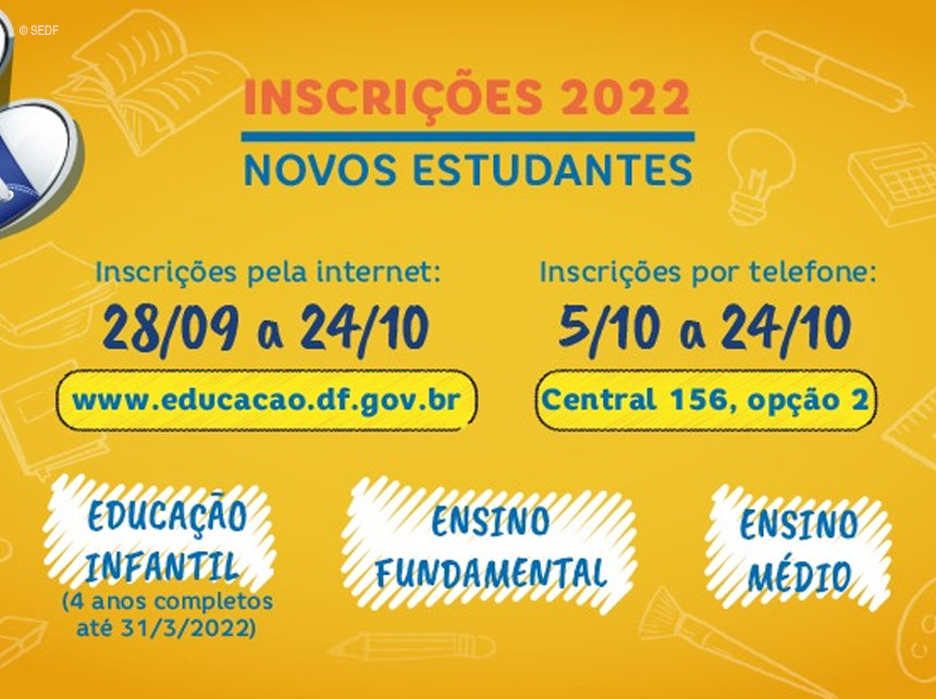 Matrículas de novos alunos para 2022 iniciam nesta terça (28)