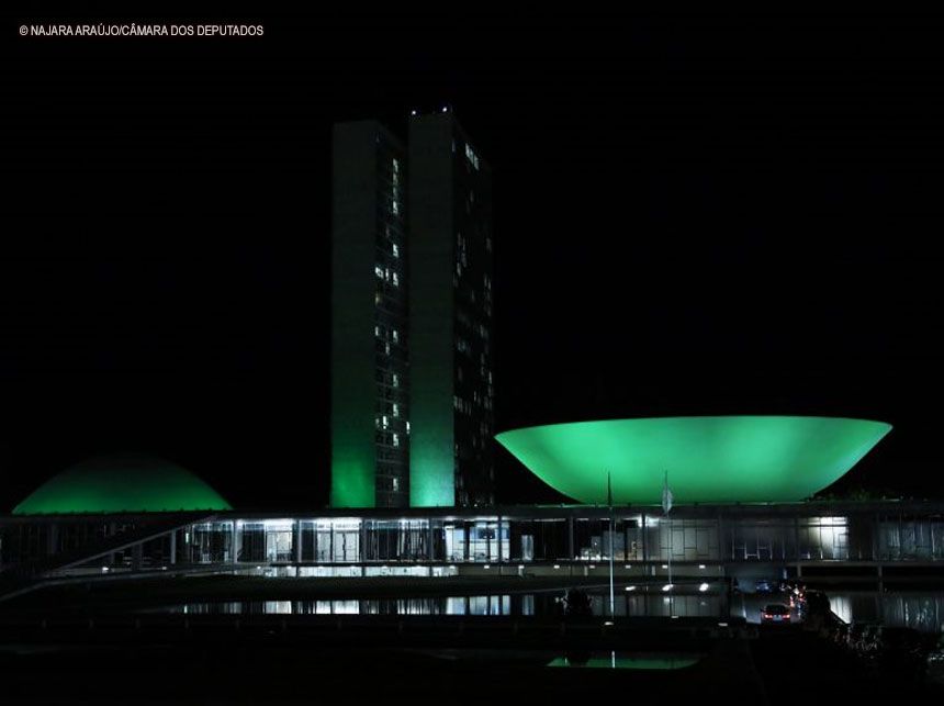 Iluminação verde do Congresso Nacional alerta para riscos do glaucoma