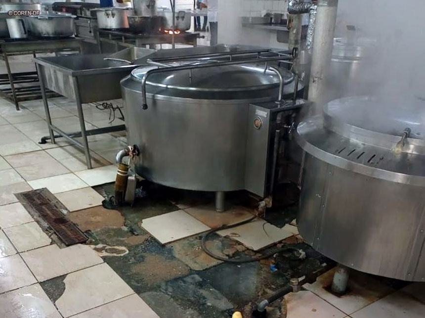 Fiscalização do Coren-DF flagra calamidade sanitária na cozinha do Hospital de Base