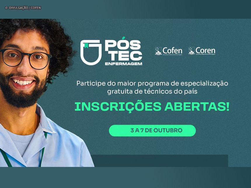 Inscrições para o segundo edital do Pós-Tec Enfermagem estão abertas