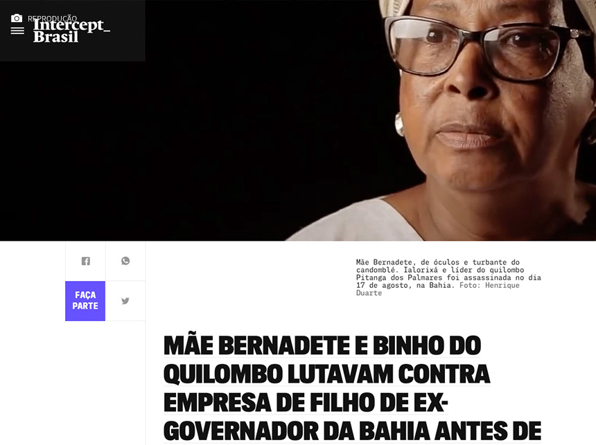1ª Turma do STF confirma decisão que derrubou censura a reportagens sobre morte de Mãe Bernadete