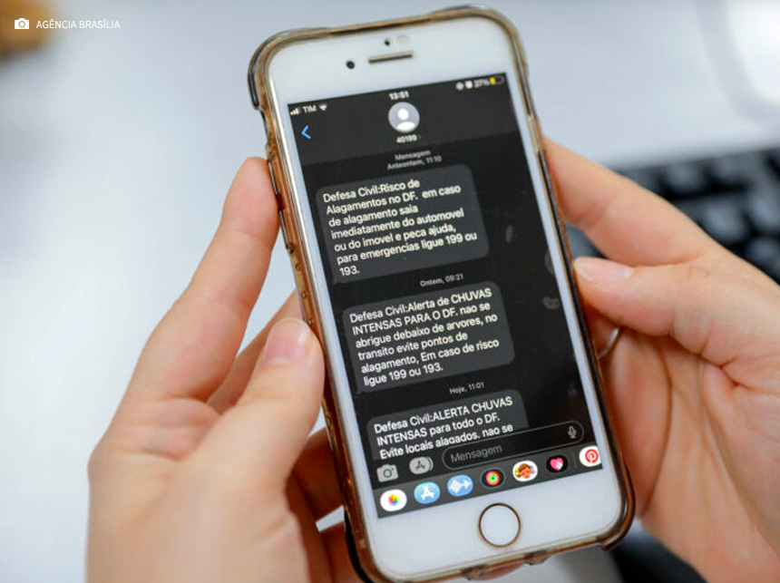 Via SMS: Sistema permite acesso gratuito a alertas para desastres naturais no DF