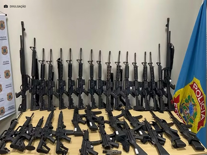 263 armas de fogo foram apreendidas no DF, por órgãos federais, nos últimos 16 meses