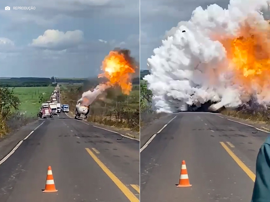 Caminhão de gás explode após incendiar na rodovia BR-010 no sudeste do Pará
