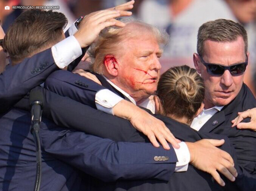 Após disparos, Trump com sangue na orelha é retirado de comício por seguranças