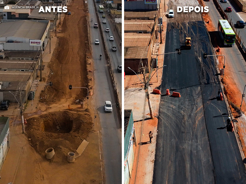 GDF mostra peso do Estado e pavimenta trecho da Hélio Prates em 36 horas, após assumir obras na região