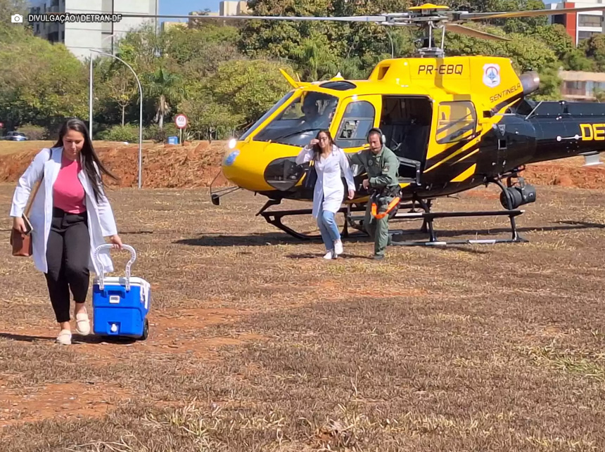 Mais um coração é transportado pelo helicóptero do Detran-DF