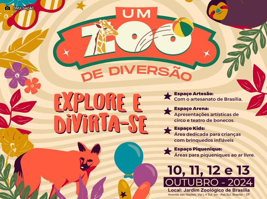 Um Zoo de Diversão trará muita animação aos visitantes do Zoológico de Brasília na semana das crianças