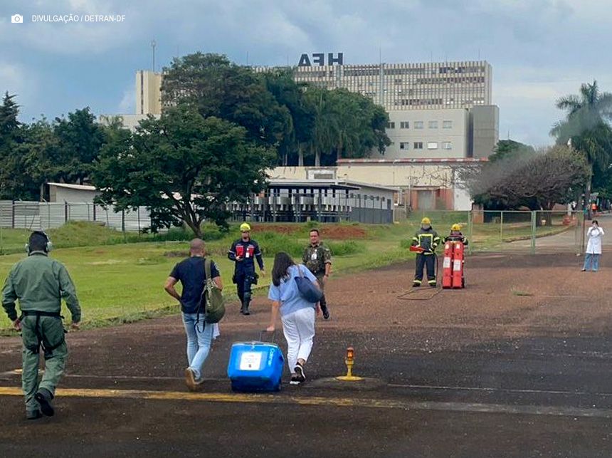 Aeronave do Detran-DF faz o transporte do 20º coração para transplante em 2024