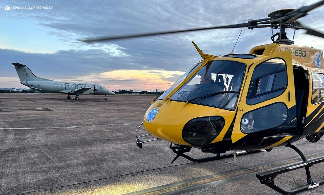 Coração vindo de Rio Verde chega ao ICTDF pelo helicóptero do Detran-DF