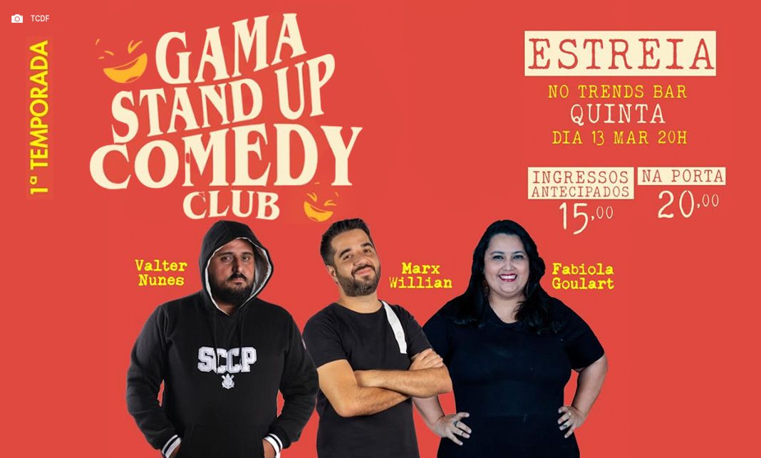 Gama Stand Up Comedy Club estreia no Gama com três grandes nomes da comédia brasiliense