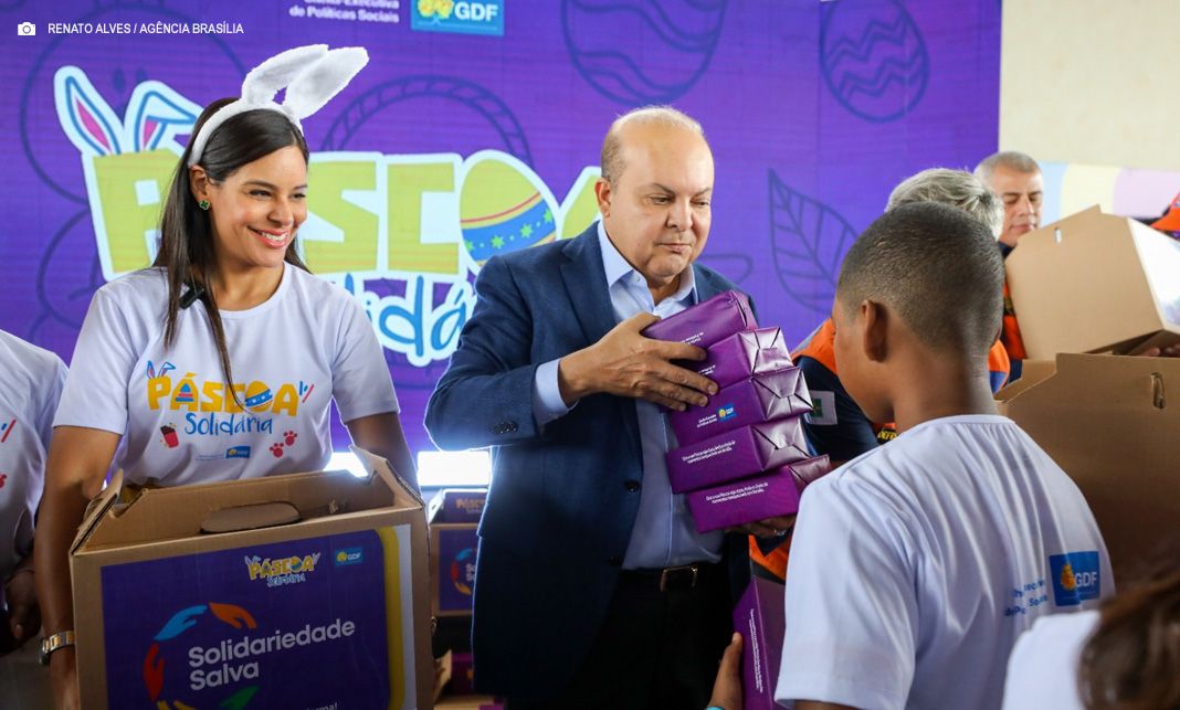 Campanha Páscoa Solidária distribui cestas básicas e chocolates a crianças no COP Parque da Vaquejada