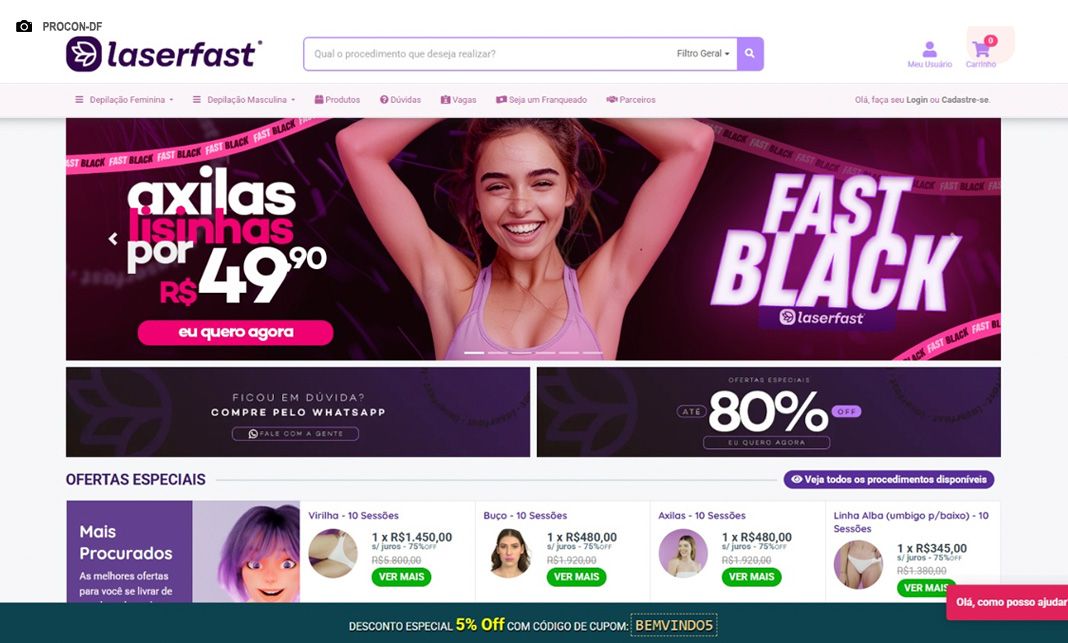 Vendas de pacotes de depilação da Laser Fast estão suspensas no DF