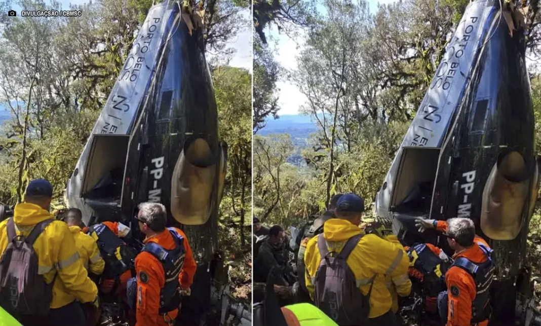 Rick: IML libera corpos de vítimas de queda de helicóptero em Santa Catarina Rick: IML libera corpos de vítimas de queda de helicóptero em Santa Catarina